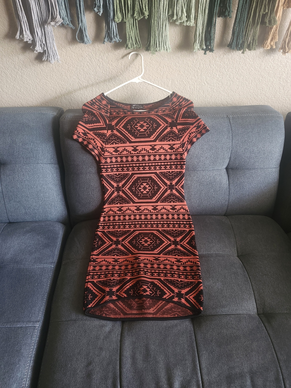 Torn by Ronny Kobo Black & Coral Aztec Sheath Dress